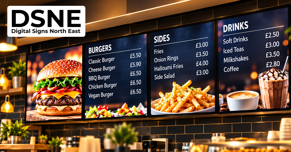 Digital Signs North East branded digital signage brightness graphic